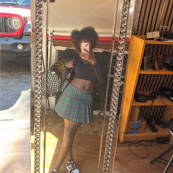 Fashion Nova Green Plaid Mini Skirt - Picture 2 of 3